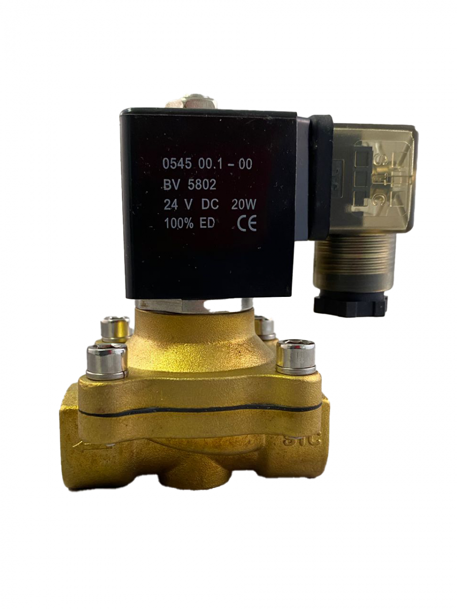 VALVULA SOLENOIDE DE 1/2” NPT, 2 VIAS, NC, BRONCE PARA AIRE-AGUA CALIENTE-LIQUIDO COIL 24VDC / 60HZ