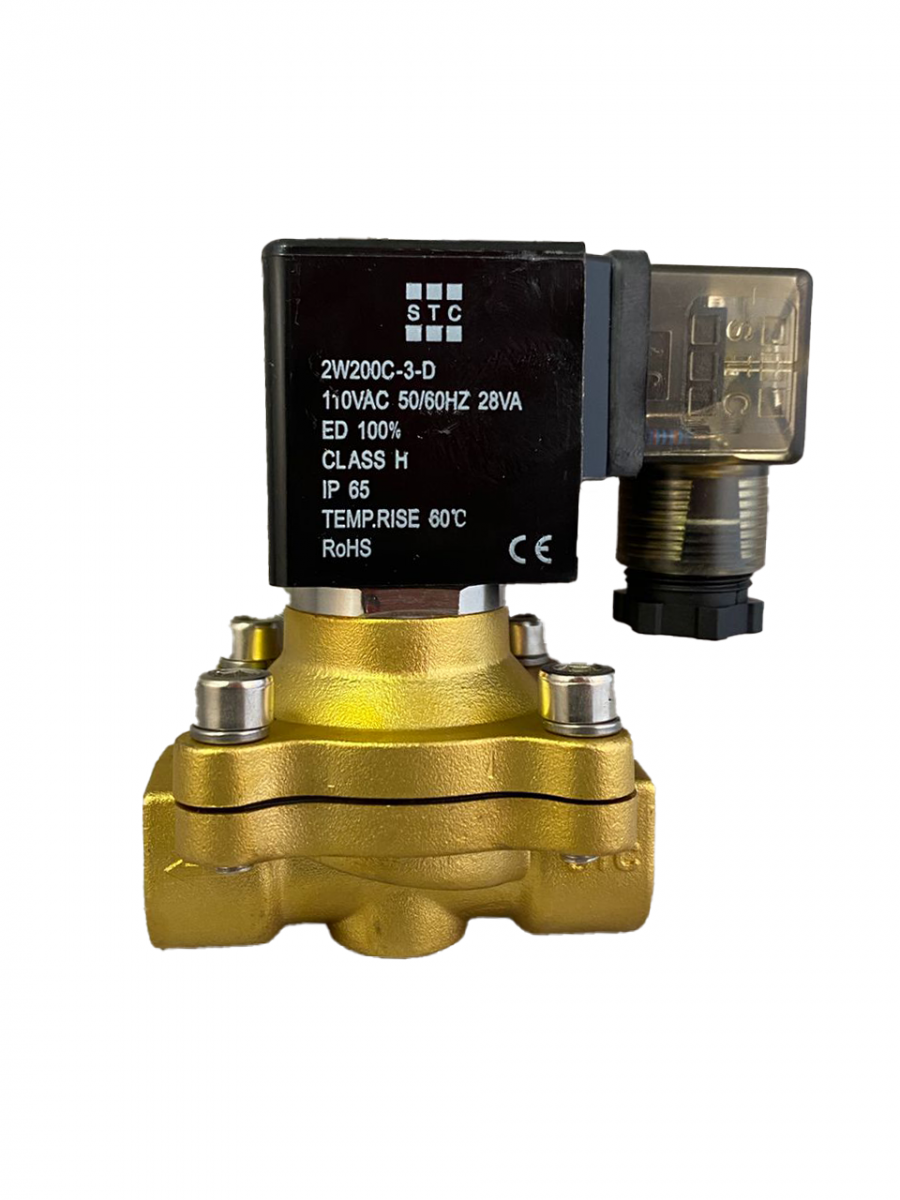 VALVULA SOLENOIDE DE 1/2” NPT, 2 VIAS, NC, BRONCE PARA AIRE-AGUA CALIENTE-LIQUIDO COIL 110V / 60HZ